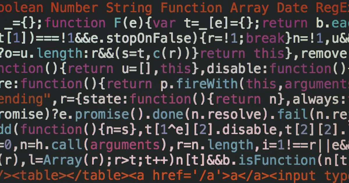 Lines of colorful JavaScript code displayed on a dark computer screen